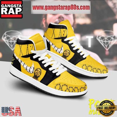Post Malone Sunflower Song Artist Air Jordan 1 Sneakers Shoes White Lace