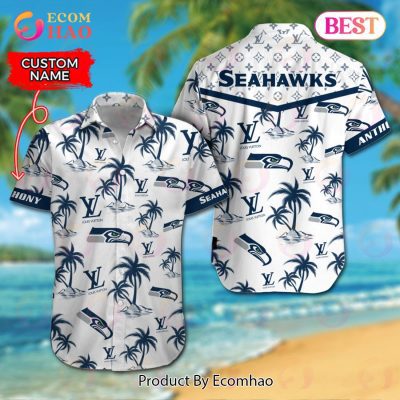 NFL Seattle Seahawks Louis Vuitton Logo Pattern Hawaiian Shirt & Shorts
