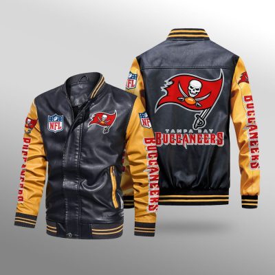 NFL Tampa Bay Buccaneers Black Yellow Leather Bomber Jacket