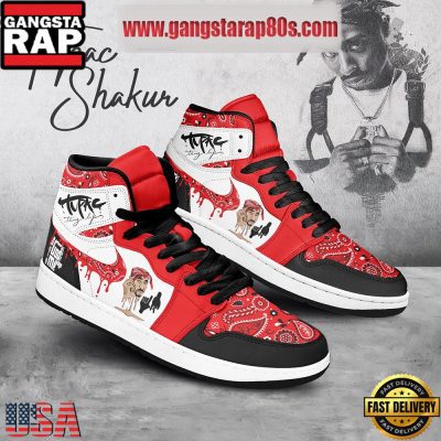 Tupac Shakur Only God Can Judge Me Black Lace Air Jordan 1 Sneakers Shoes