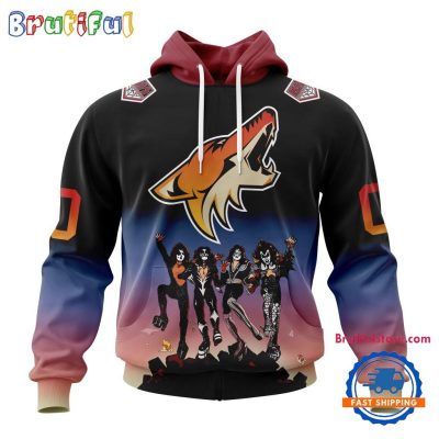 NHL Arizona Coyotes X KISS Band Special Hockey Team Music Design Unisex Hoodie