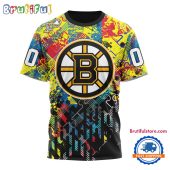 NHL Boston Bruins Hockey Logo Team Autism Awareness Design TShirt, Sweatshirt, Hoodie