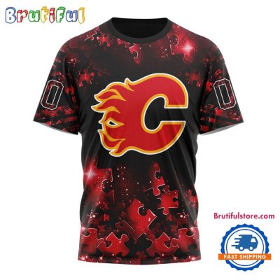 NHL Calgary Flames Autism Awareness Hockey New Design TShirt, Sweatshirt, Hoodie