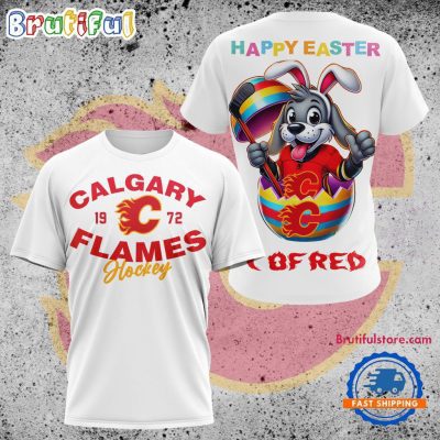 NHL Calgary FLames Hockey Team Mascot Design Happy Easter Day T Shirt