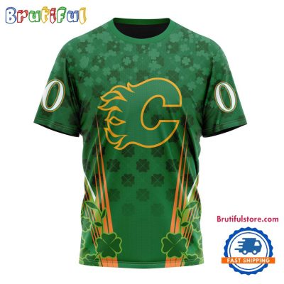 NHL Calgary Flames Special St. Patrick's Day All Over Print Shirts