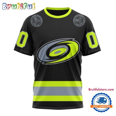 NHL Carolina Hurricanes Specialized FireFighter Uniforms Color Design T Shirt