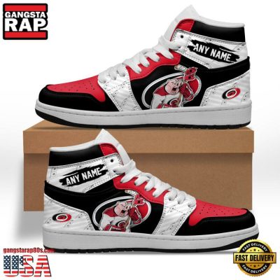 NHL Carolina Hurricanes Team Mascot New Design Custom Name Air Jordan 1 Shoes