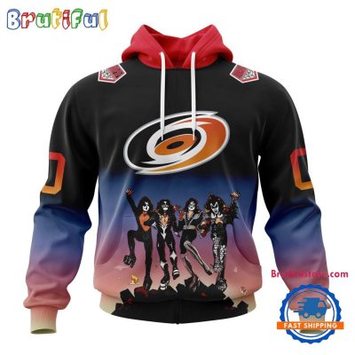 NHL Carolina Hurricanes X KISS Band Special Hockey Team Music Design Unisex Hoodie
