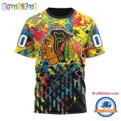 NHL Chicago Blackhawks Hockey Logo Team Autism Awareness Design TShirt, Sweatshirt, Hoodie