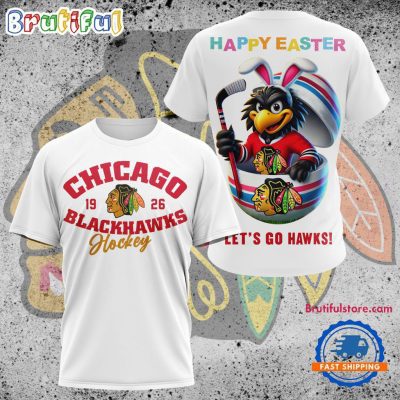 NHL Chicago Blackhawks Hockey Team Mascot Design Happy Easter Day T Shirt