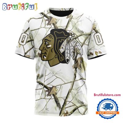 NHL Chicago Blackhawks Special White Winter Hunting Camo T Shirt, Hoodie, Sweatshirt