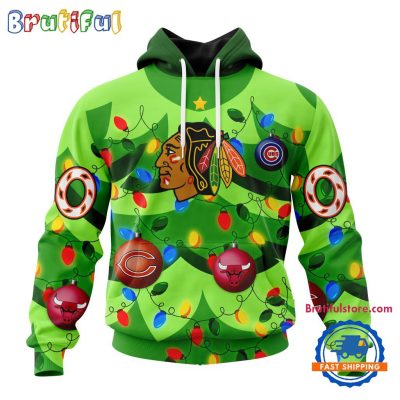 NHL Chicago BlackHawks Specialized Christmass Tree Color And City's Sport Teams Hoodie, Sweatshirt, T Shirt