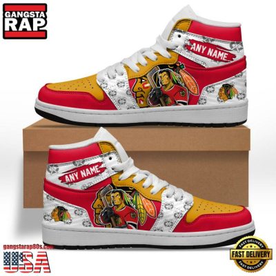 NHL Chicago Blackhawks Team Mascot New Design Custom Name Air Jordan 1 Shoes