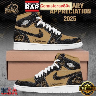 NHl Colorado Avalanche Military Appreciation 2025 Custom Air Jordan 1 Sneakers Shoes