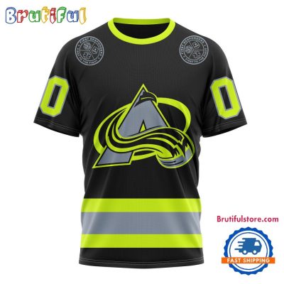 NHL Colorado Avalanche Specialized FireFighter Uniforms Color Design T Shirt