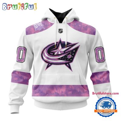 NHL Columbus Blue Jackets Personalized Hockey Fight Cancer Design Limited New Hoodie, Hockey Fight Cancer 3D Shirt