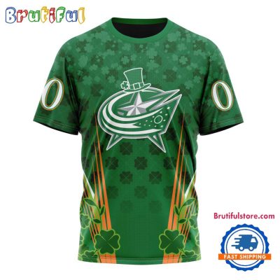 NHL Columbus Blue Jackets Special St. Patrick's Day All Over Print Shirts
