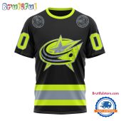 NHL Columbus Blue Jackets Specialized FireFighter Uniforms Color Design T Shirt