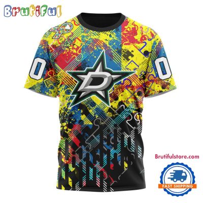 NHL Dallas Stars Hockey Logo Team Autism Awareness Design TShirt, Sweatshirt, Hoodie