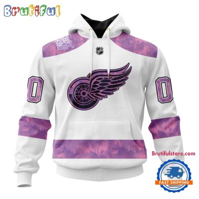 NHL Detroit Red Wings Personalized Hockey Fight Cancer Design Limited New Hoodie, Hockey Fight Cancer 3D Shirt