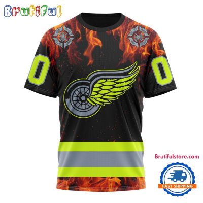 NHL Detroit Red Wings Special Honoring Firefighters Design T Shirt, Hoodie, Sweatshirt