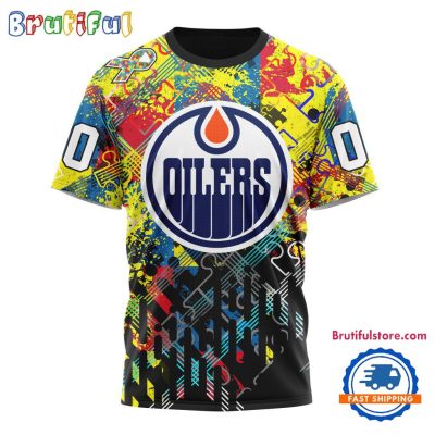 NHL Edmonton Oilers Hockey Logo Team Autism Awareness Design TShirt, Sweatshirt, Hoodie