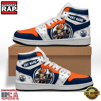 NHL Edmonton Oilers Team Mascot New Design Custom Name Air Jordan 1 Shoes