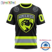 NHL Florida Panthers Specialized FireFighter Uniforms Color Design T Shirt