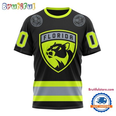 NHL Florida Panthers Specialized FireFighter Uniforms Color Design T Shirt