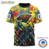 NHL Minnesota Wild Hockey Logo Team Autism Awareness Design TShirt, Sweatshirt, Hoodie