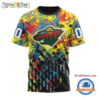 NHL Minnesota Wild Hockey Logo Team Autism Awareness Design TShirt, Sweatshirt, Hoodie