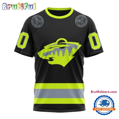 NHL Minnesota Wild Specialized FireFighter Uniforms Color Design T Shirt