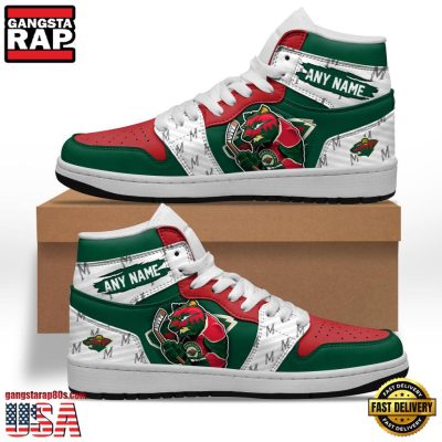 NHL Minnesota Wild Team Mascot New Design Custom Name Air Jordan 1 Shoes