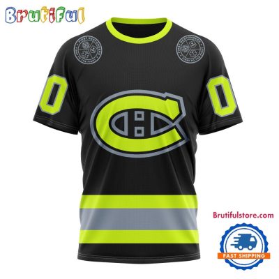 NHL Montreal Canadiens Specialized FireFighter Uniforms Color Design T Shirt