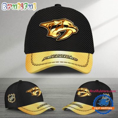 NHL Nashville Predators Black And Gold Design Cap Hats