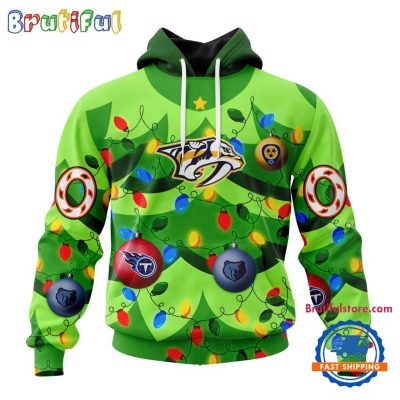 NHL Nashville Predators Specialized Christmass Tree Color And City's Sport Teams Hoodie, Sweatshirt, T Shirt