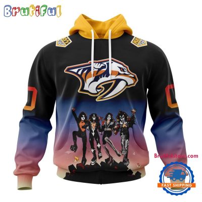 NHL Nashville Predators X KISS Band Special Hockey Team Music Design Unisex Hoodie