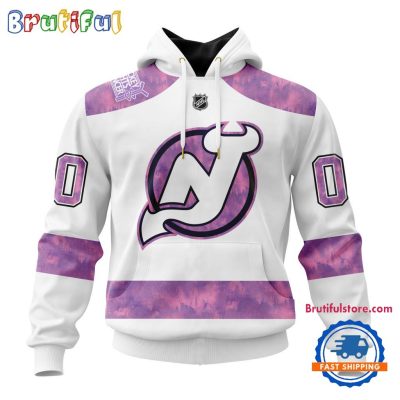 NHL New Jersey Devils Personalized Hockey Fight Cancer Design Limited New Hoodie, Hockey Fight Cancer 3D Shirt
