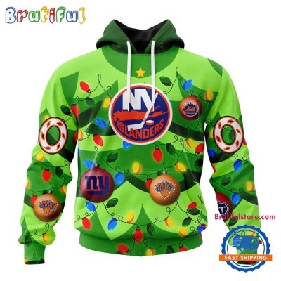 NHL New York Islanders Specialized Christmass Tree Color And City's Sport Teams Hoodie, Sweatshirt, T Shirt