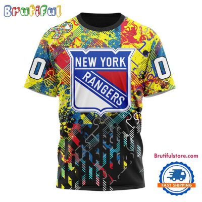 NHL New York Rangers Hockey Logo Team Autism Awareness Design TShirt, Sweatshirt, Hoodie