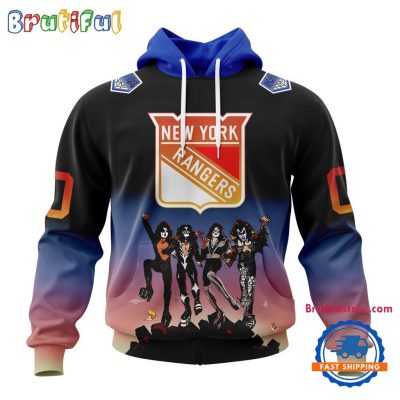 NHL New York Rangers X KISS Band Special Hockey Team Music Design Unisex Hoodie