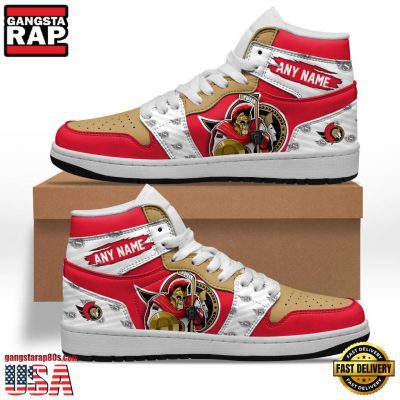 NHL Ottawa Senators Team Mascot New Design Custom Name Air Jordan 1 Shoes