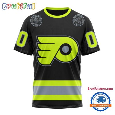 NHL Philadelphia Flyers Specialized FireFighter Uniforms Color Design T Shirt