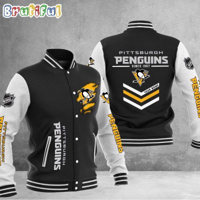 NHL Pittsburgh Penguins Hockey Team Personalized Varsity Baseball Jacket