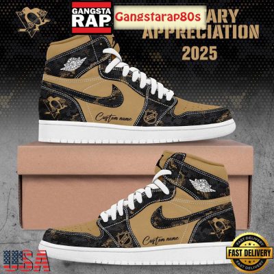 NHL Pittsburgh Penguins Military Appreciation 2025 Custom Air Jordan 1 Sneakers Shoes