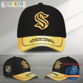 NHL Seattle Kraken Black And Gold Design Cap Hats