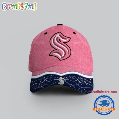 NHL Seattle Kraken Hockey Fights Against Cancer Design Cap