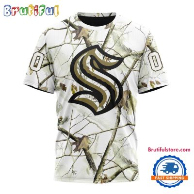 NHL Seattle Kraken Special White Winter Hunting Camo T Shirt, Hoodie, Sweatshirt