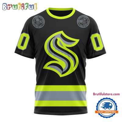 NHL Seattle Kraken Specialized FireFighter Uniforms Color Design T Shirt
