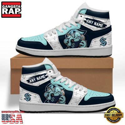 NHL Seattle Kraken Team Mascot New Design Custom Name Air Jordan 1 Shoes